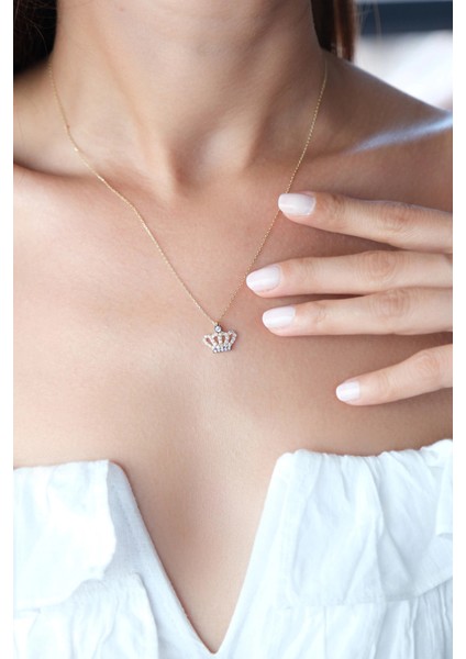 Asil 14 Ayar Taşlı Kral Tacı altın Kolye KLY3951 fiyatları