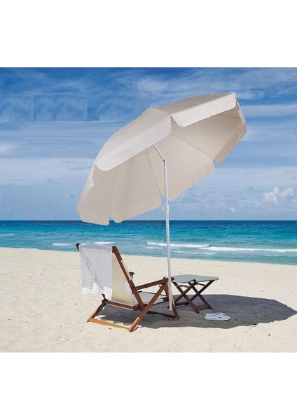 2 Mt. Plaj Şemsiyesi Eğilebilir Deniz Bahçe Piknik Kamp Güneş Şemsiyesi Katlanır Kabardin Kumaş