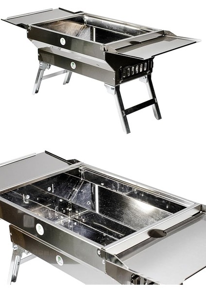 Katlanır Krom Mangal, Katlanır Kapaklı ve Ayaklı Mangal 30 cm x 40 cm