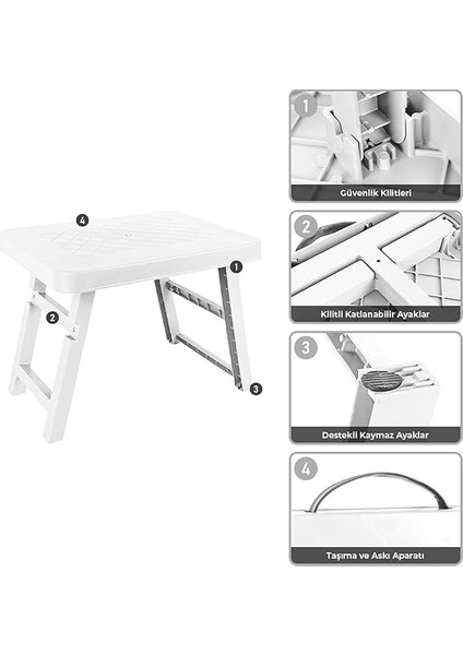 Katlanır Kamp Masası | Portatif ve Taşınabilir Piknik, Balkon, Bahçe, Plaj ve Mangal Masası – Katlanabilir Pratik Sehpa (Beyaz, Küçük) fırsatları