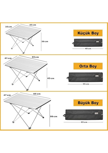 Full Alüminyum Katlanır Kamp Sehpası, Piknik, Bbq, Balıkçılık, Doğa Aktiviteleri, Plaj Için Kolay Taşınabilir Kompakt Outdoor Ultra Hafif Kamp Masası Orta Boy - Gümüş modelleri