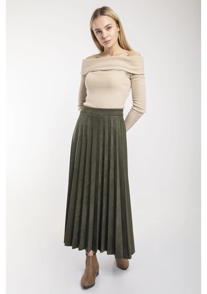 Piliseli Süet Tam Boy Etek indirimleri