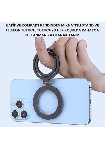 Yükseklik Ayarlı Katlanılabilir Magsafe Uyumlu Magnetic Çift Halkalı Telefon Standı Halka Telefon Tutucu modelleri