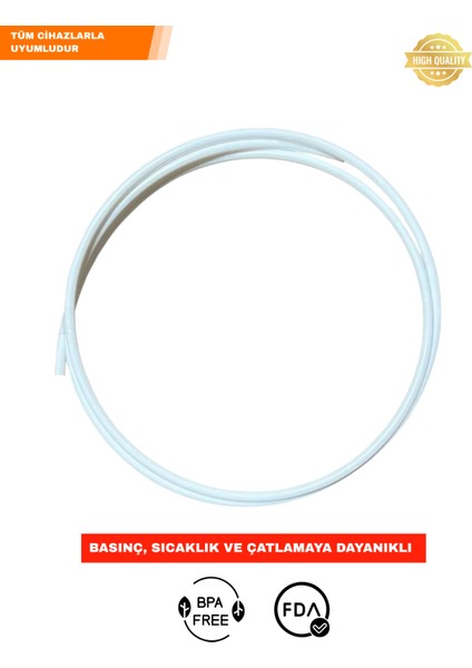 Su Arıtma Cihazı Hortumu 6 mm (1/4" Inç) 2 Metre Tüm Markalara Uyumludur
