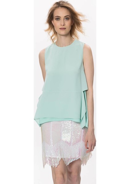 Asimetrik Payetli Etek Beyaz Y1715081_002