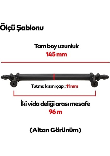 10 Adet Polavit Çekmece Mutfak Dolap Kapak Kulpu Kulbu 96 mm Siyah Sert Plastik Kulp fırsatları