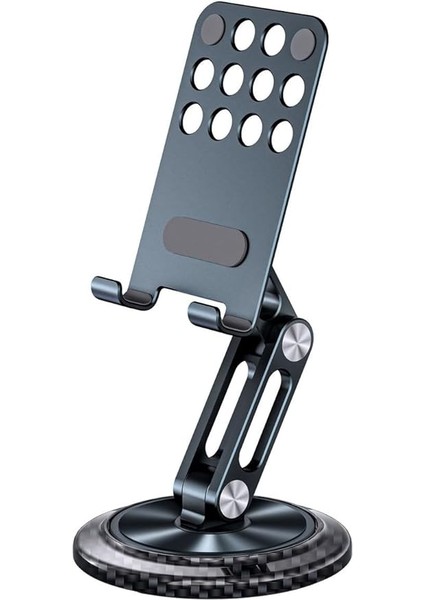Profesyonel Tok Alüminyum Stand Karbon Desenli Business Model A Sınıfı Malzeme Döner Tablet Telefon Standı Masaüstü Stand Katlanabilir Cep Telefon Tutucu JR-H101 - Titanium