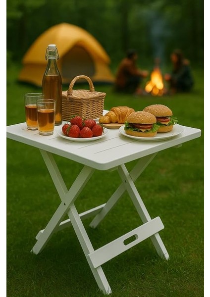 Ev Bahçe Plastik Katlanabilir Piknik Masası Beyaz modelleri