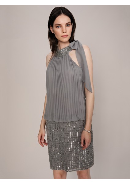 İşlemeli Piliseli Gece Elbisesi Gri K1962106_004 modelleri