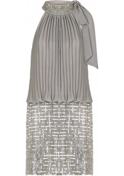 İşlemeli Piliseli Gece Elbisesi Gri K1962106_004 indirimleri