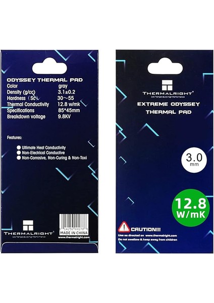 Thermalright Termal Ped 3 mm 12,8 W/mk, 85X45X3.0 Mm, Iletken Olmayan Isı Direnci, Odyssey Silikon Termal Pedler Pc Ps5 Ps4 Dizüstü Bilgisayar Soğutucu Gpu/cpu/ssd/vram/led Soğutucu