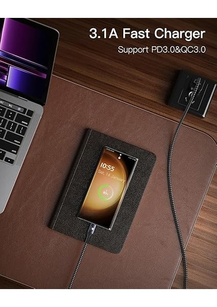 Android Auto USB Kablosu [yükseltme, 3 Ft, 2'li Paket] 10 Gbps USB 3.1 Gen 2 USB A'dan USB C'ye Veri Aktarımı Tip C Kablosu, iPhone 15 Pro Max Samsung Galaxy S23 S22 SSD Için 3A Hızlı Şarj modelleri