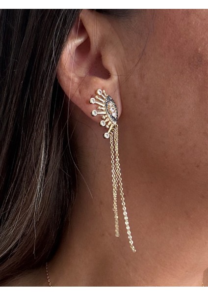 Zincir Sallantılı Taşlı Göz Küpe fırsatları