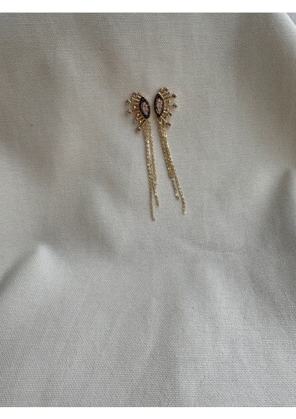 Zincir Sallantılı Taşlı Göz Küpe indirimleri