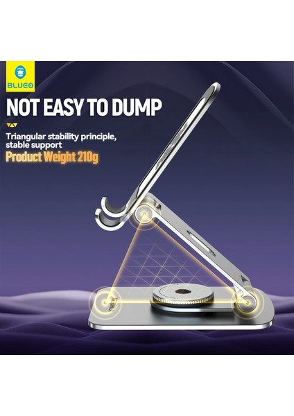 360 Derece Haraketli Yükseklik Ayarlı Rotary Folding Metal Masaüstü Ev Ofis Telefon Tablet Standı Gümüş fırsatları