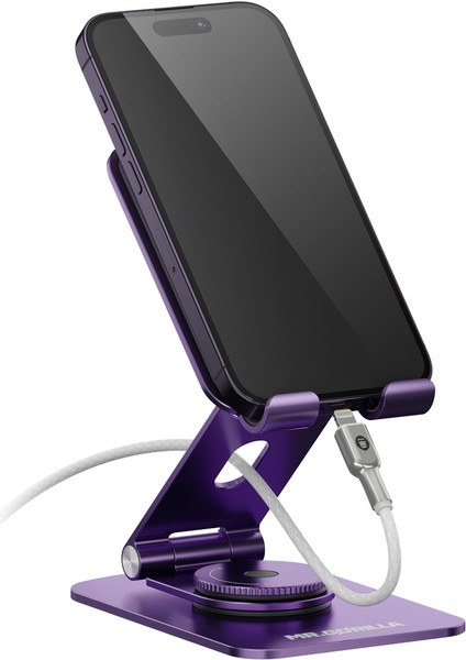 360 Derece Haraketli Yükseklik Ayarlı Rotary Folding Metal Masaüstü Ev Ofis Telefon Tablet Standı Gümüş indirimleri