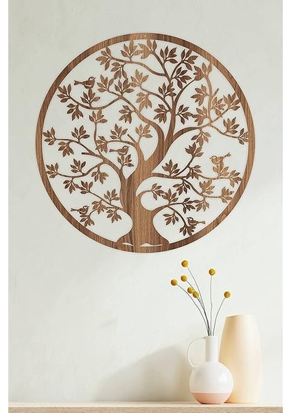 - Yaşam Ağacı Duvar Dekoru-Süsü, Lazer Kesim, Ahşap Dekoratif Tablo, KAHVERENGI-021 Kahverengi 48 x 48, Oturma Odası, Duvar Sanatçı modelleri