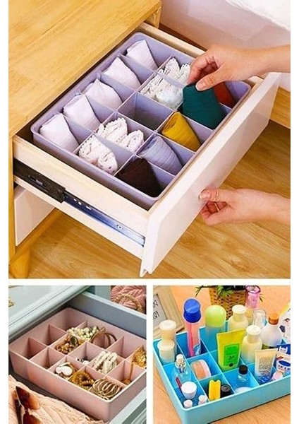 Kapaksız Dolap Içi 15 Bölmeli Çekmece Düzenleyici Plastik Hobi Kutusu Takı Makyaj Saklama Kabı Organizer (Beyaz) indirimleri