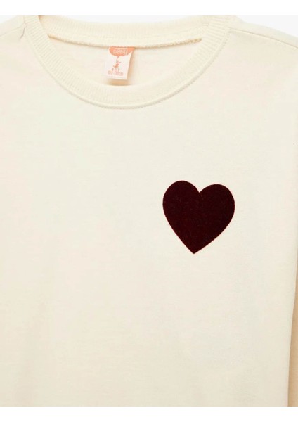 Pamuklu Kalpli Baskılı Bisiklet Yaka Bej Kız Bebek Sweatshirt 6WMG10058AK modelleri