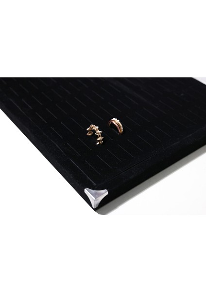 Ahşap Üzeri Siyah Kadife Kumaş Kaplama 150 Yüzük Kapasiteli Floklu Yüzük Tablası modelleri