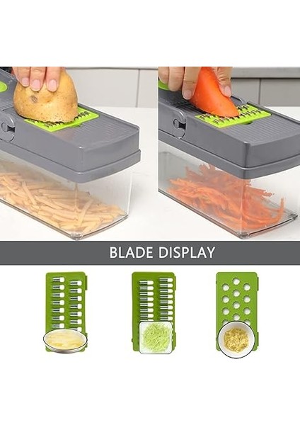 14'ü 1 Arada Sebze Rendesi, Sebze Kesici, Çok Fonksiyonlu Mutfak, Soğan, Patates Kesici, Soyucu, Hazneli ve Tahliye Sepetli fiyatları