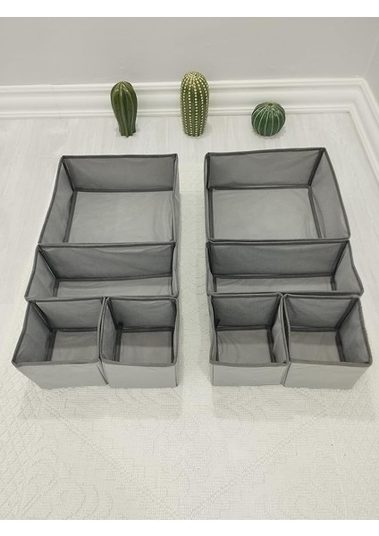 Room 8'li Gri Çekmece Içi Düzenleyici Organizer Set - Çok Amaçlı Dolap Içi Kutu Seti