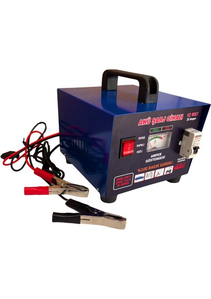 12V 20 Amper 20A Bakır Sargı Akü Şarj Cihazı Trafolu 200 Ampere Kadar Şarj Araba - Her Türlü Akü Şarz fırsatları