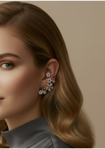 -Zarif Renkli Çiçekli Küpe modelleri