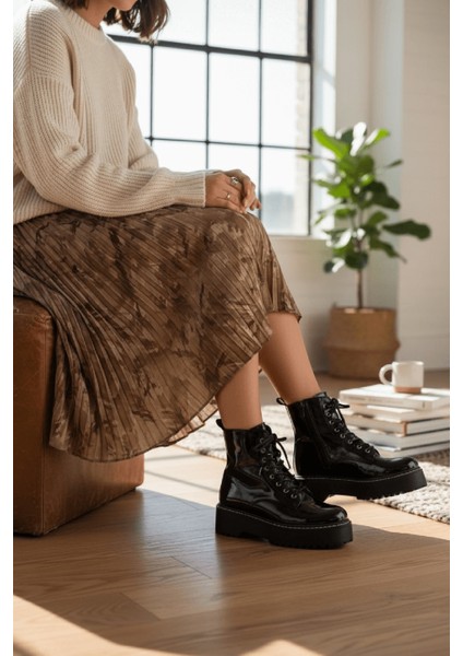 Armoni Siyah Rugan (5 cm Kalın Tabanlı ) Kadın Günlük Postal modelleri