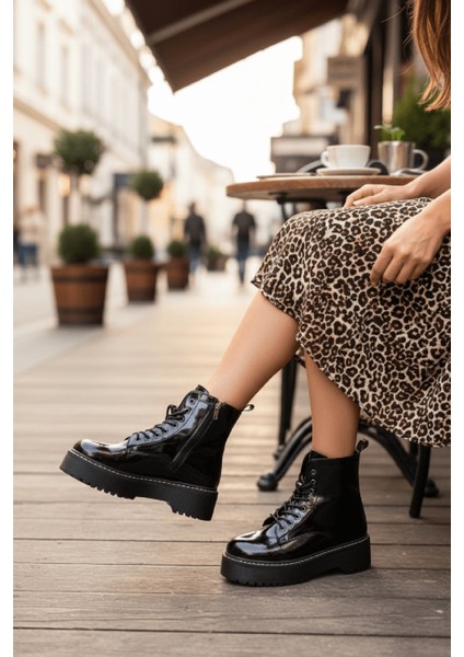 Armoni Siyah Rugan (5 cm Kalın Tabanlı ) Kadın Günlük Postal indirimleri