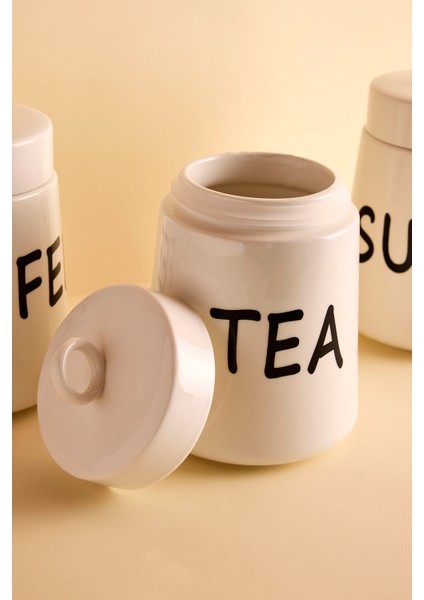 Luca 3'lü Ergonomik Yuvarlak Porselen Kulplu Kapaklı Kavanoz Seti modelleri