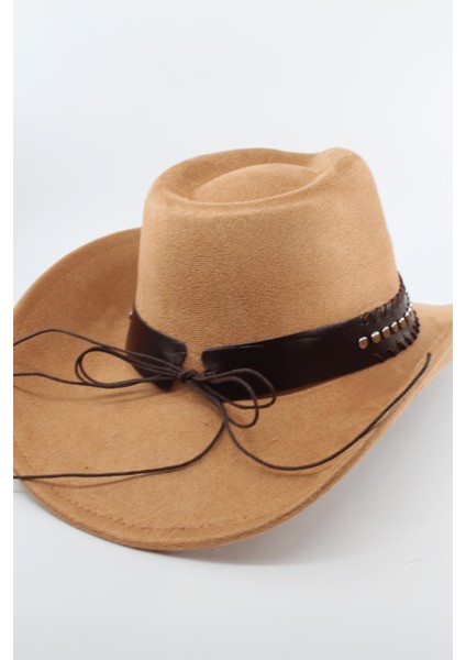 Unisex Kovboy Şapka – Ayarlanabilir Ip Detaylı, Deri Tokalı Western Şapka fırsatları
