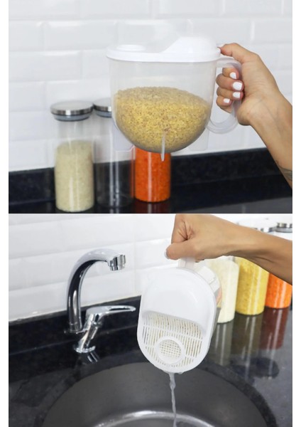 Ölçülü Yıkama- Süzme Süzgeci 1 Lt Pirinç Bakliyat Yıkama - Süzme Sepeti fırsatları