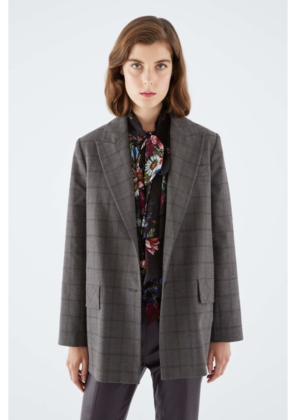 Ekoseli Kadın Ceket Standart Renk K2116044_089