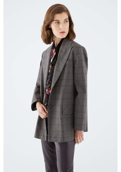 Ekoseli Kadın Ceket Standart Renk K2116044_089 fiyatları