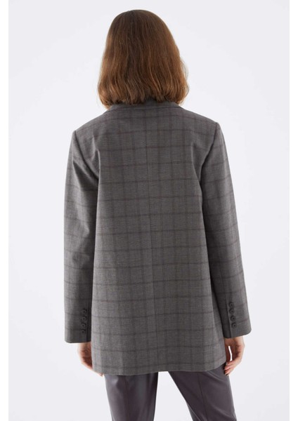 Ekoseli Kadın Ceket Standart Renk K2116044_089 fırsatları