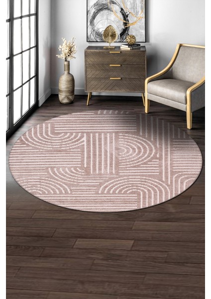 Revna Yuvarlak Halı | Yıkanabilir, Kaymaz Taban, Modern Salon ve Mutfak Halısı