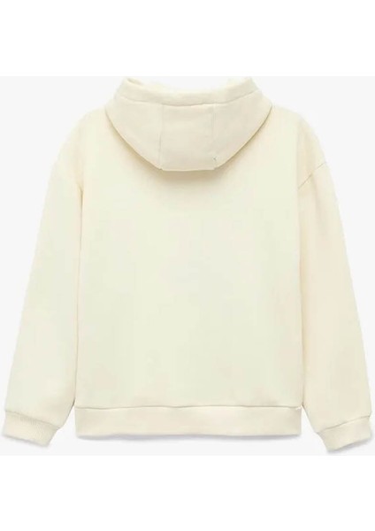Ayıcık Baskı Detaylı Oversize Kapşonlu Bej Kız Çocuk Sweatshirt 6WKG10206AK modelleri