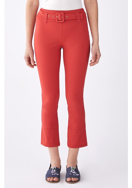 Kemer Detaylı Kadın Pantolon Kırmızı K1912047_006