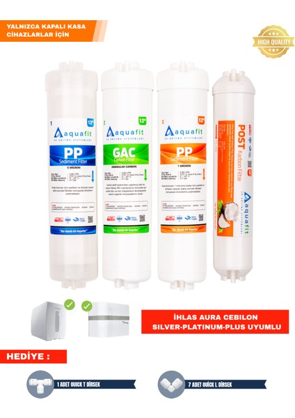 İhlas Aura Cebilon Silver Platinum ve Plus Uyumlu 4'lü Filtre Seti