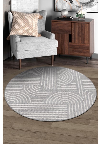 Revna Yuvarlak Halı | Yıkanabilir, Kaymaz Taban, Modern Salon ve Mutfak Halısı