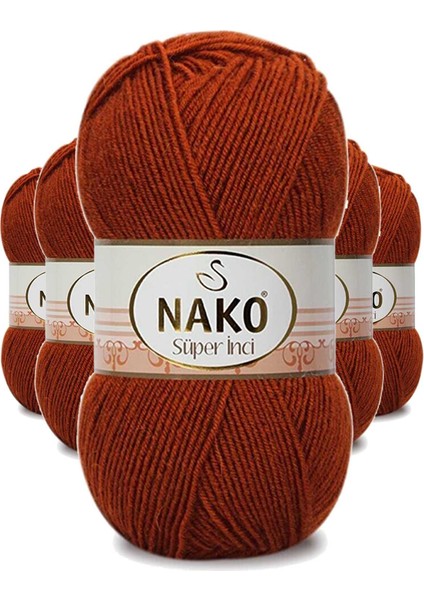 5 Adet Süper Inci El Örgü Ipi 100 gr Kiremit 6679