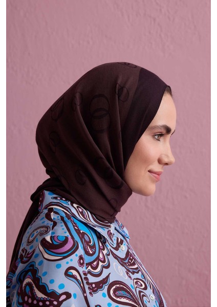 Zincir Kare Kahverengi Pamuk Ipek Şal 70X210 modelleri