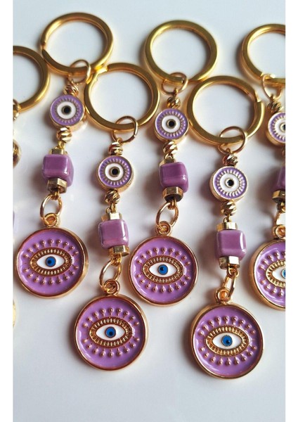 Hediyelik 10'lu Nazar Boncuklu Mor Anahtarlık (Boyu 10,5 Cm) Kurumsal Hediyelik - Öğretmenler Günü Hediyesi fiyatları