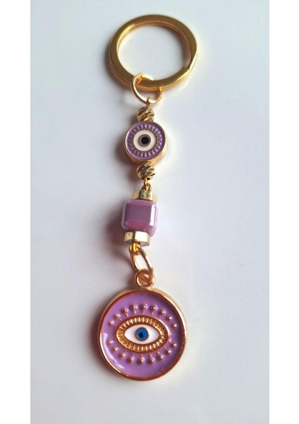 Hediyelik 10'lu Nazar Boncuklu Mor Anahtarlık (Boyu 10,5 Cm) Kurumsal Hediyelik - Öğretmenler Günü Hediyesi indirimleri