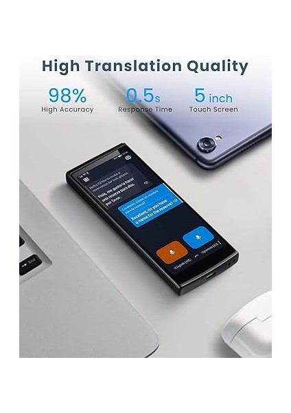 Dil Tercüman Cihazı, Yüz Yüze Çift Yönlü Eşzamanlı Çeviri, 60 Dil ve 18 Çevrimdışı Paket, 2 Yıllık Global Veri, Seyahat, Öğrenme, Iş Için Anında Sesli Tercüman fiyatları