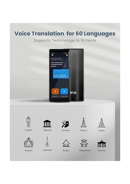 Dil Tercüman Cihazı, Yüz Yüze Çift Yönlü Eşzamanlı Çeviri, 60 Dil ve 18 Çevrimdışı Paket, 2 Yıllık Global Veri, Seyahat, Öğrenme, Iş Için Anında Sesli Tercüman fırsatları