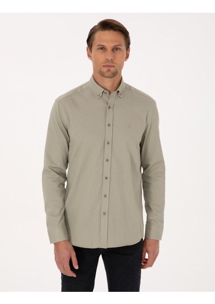 Erkek Su Yeşili Regular Fit Uzun Kollu Gömlek 50316736-VR048
