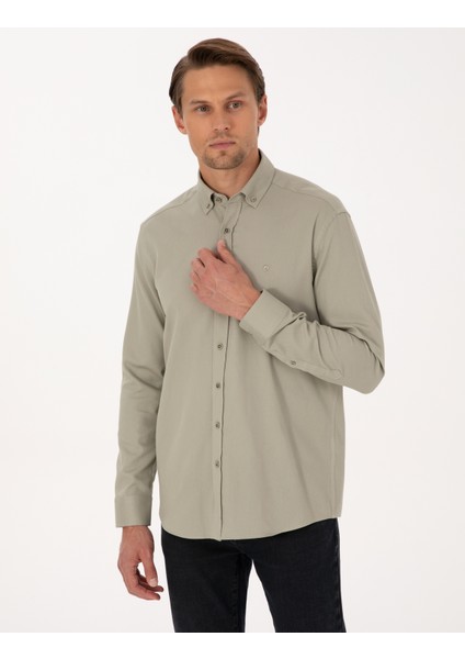 Erkek Su Yeşili Regular Fit Uzun Kollu Gömlek 50316736-VR048 modelleri