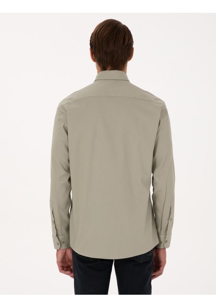 Erkek Su Yeşili Regular Fit Uzun Kollu Gömlek 50316736-VR048 indirimleri